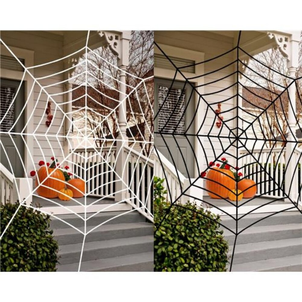 2 Pack 9ft Halloween Spider Web Decoration Set, Giant Round Realistic Spider Web